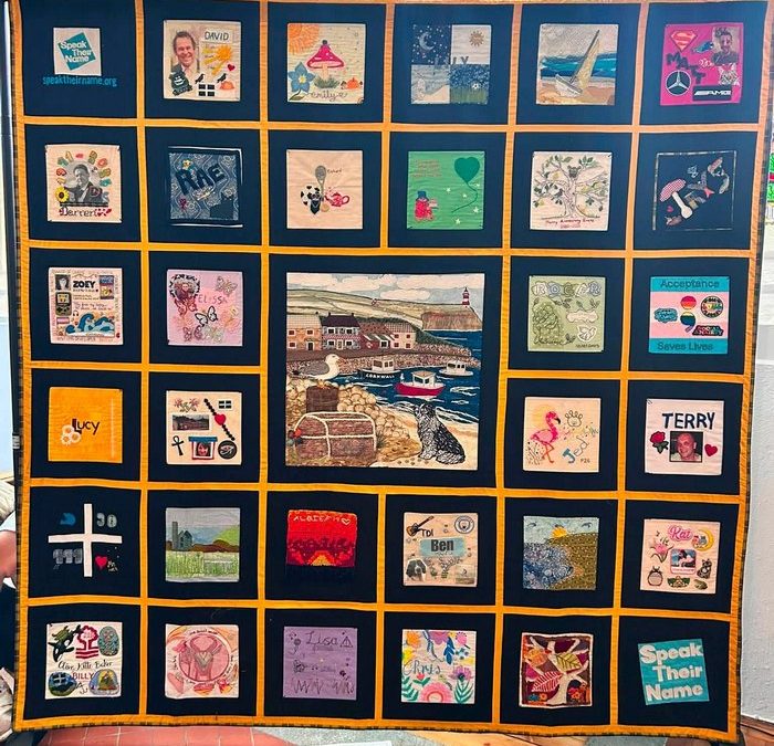 Suicide Memorial Quilt arrives at St Ia Church